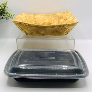 NEW! Microwave Cozy For Takeout Containers Reversible, Tan Neutrals